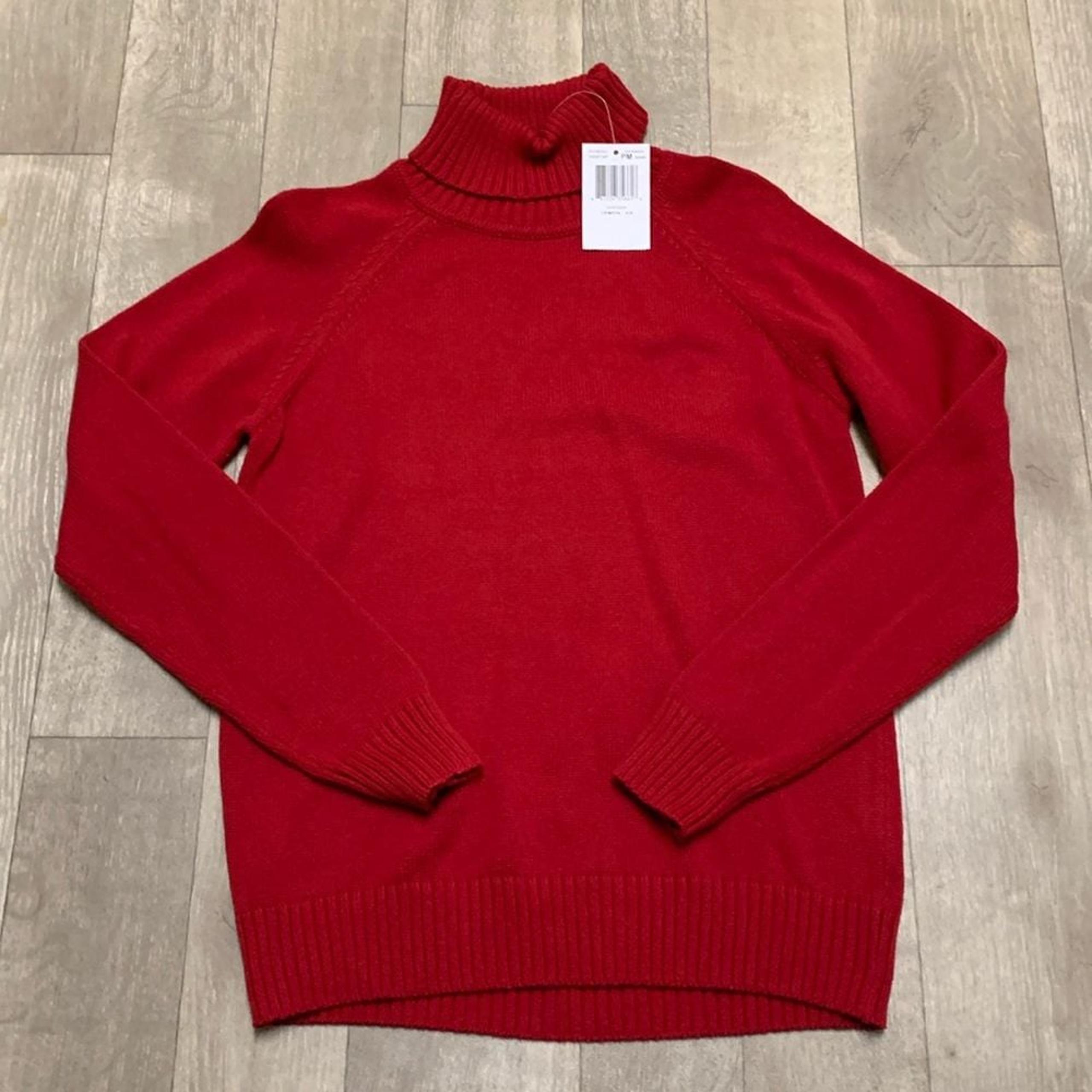 Womens NWT Jeanne Pierre Cotton Turtleneck Crimson Red Pullover Sweater