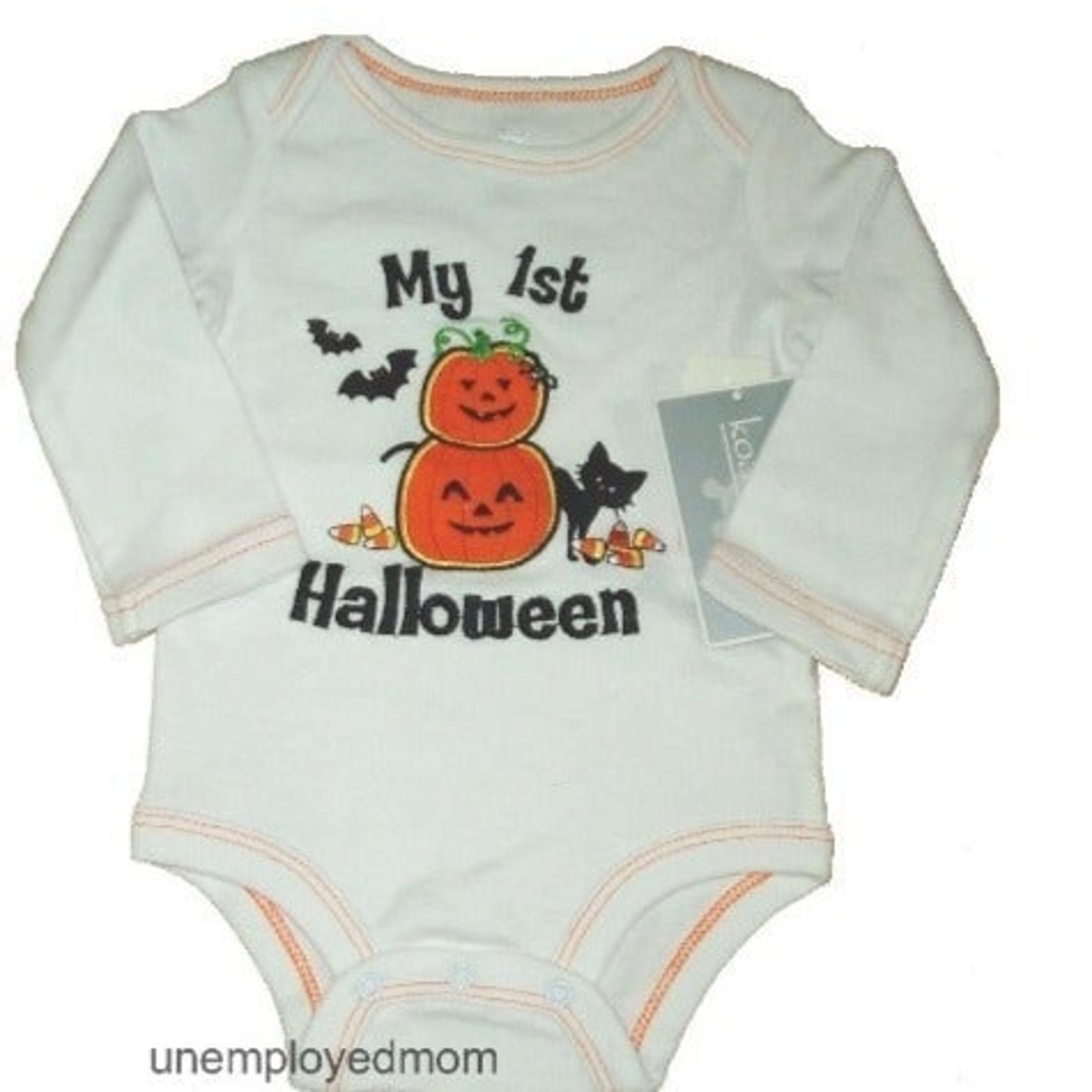 3M My 1st Halloween Bodysuit Black Cat Bats Pumpkin Baby Boys First