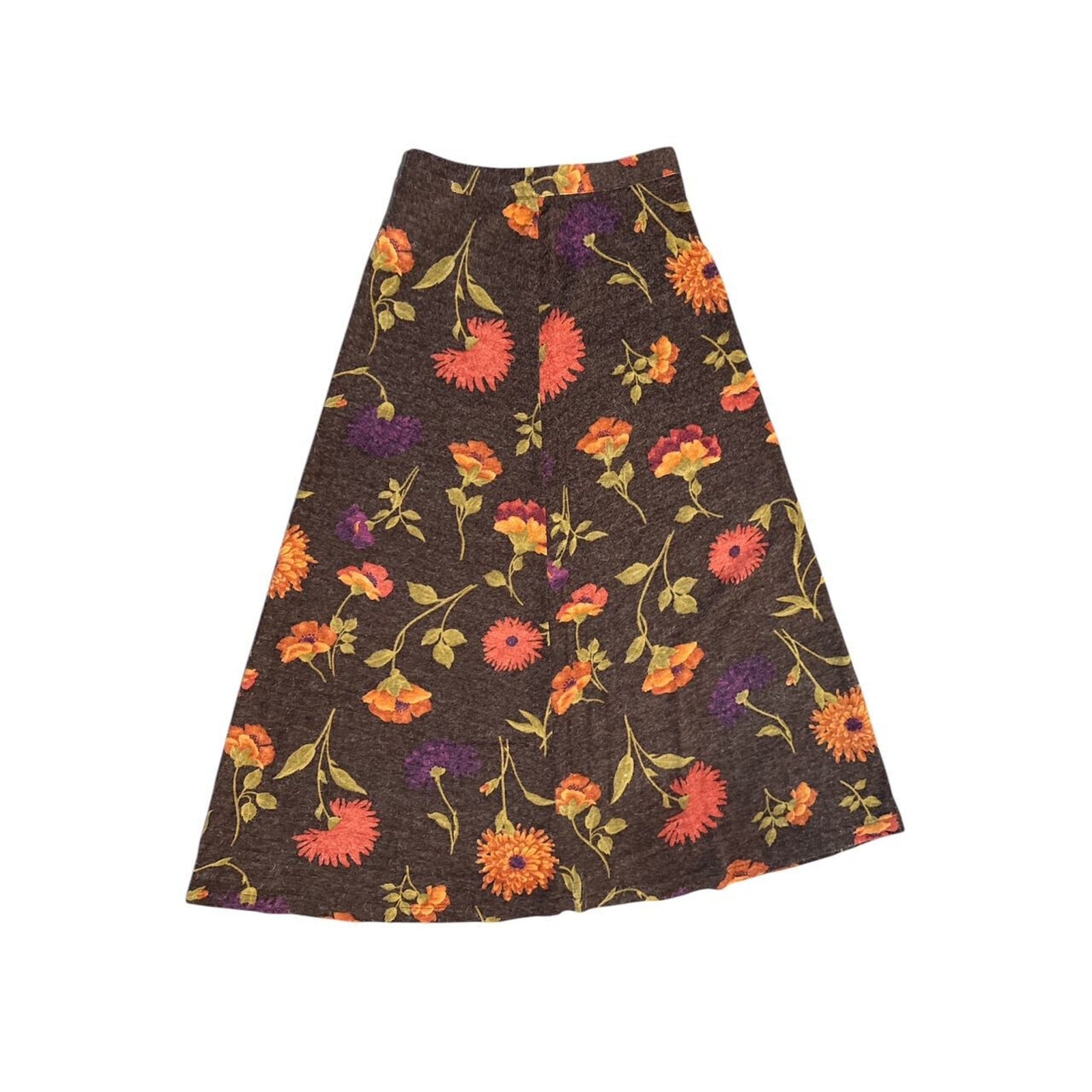 ANGELO ITALY FLORAL CASHMERE BLEND A-LINE MAXI SKIRT SZ S/M (44)