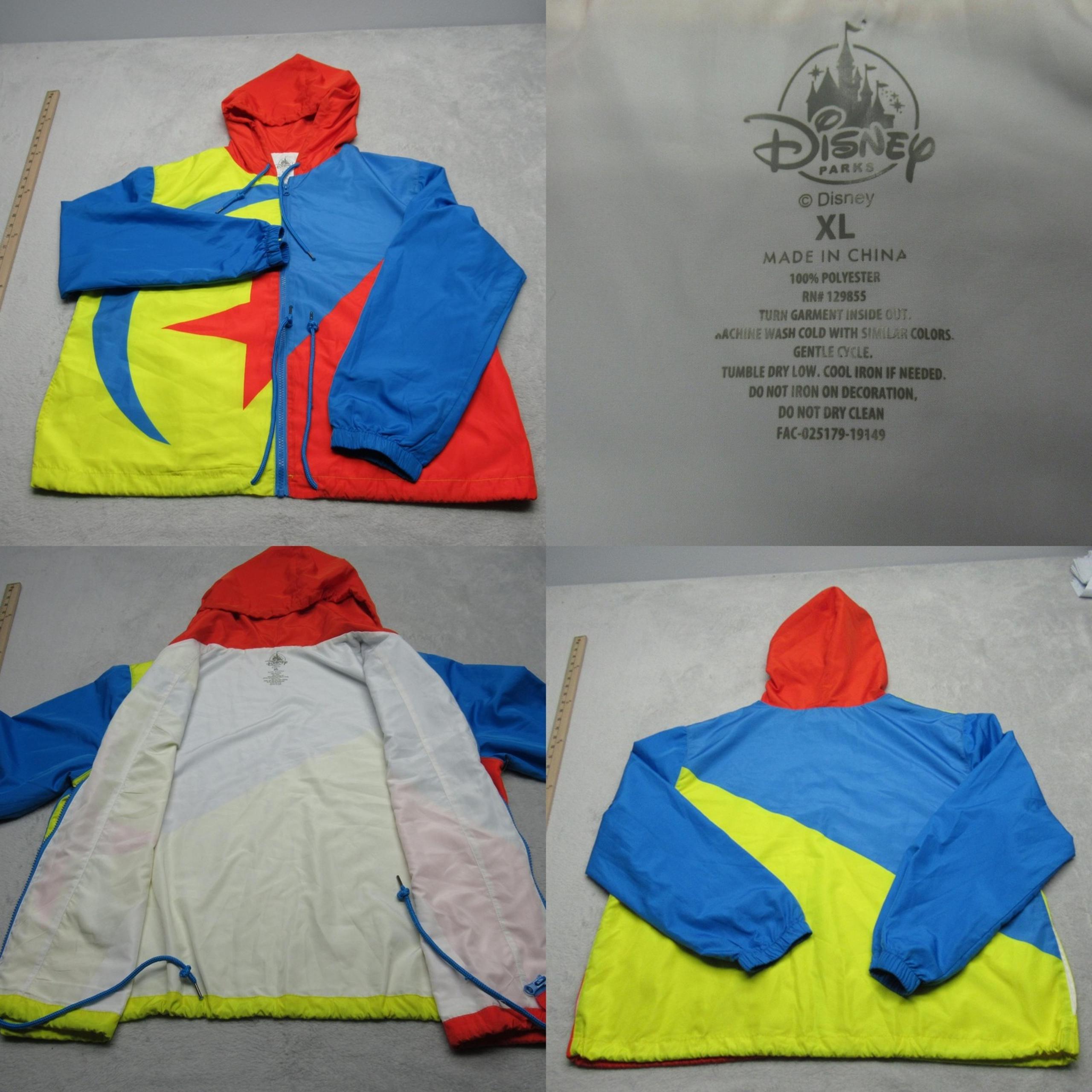 Disney Jacket Unisex XL Yellow Blue Colorblock Pixar Luxo Ball Hooded Full Zip