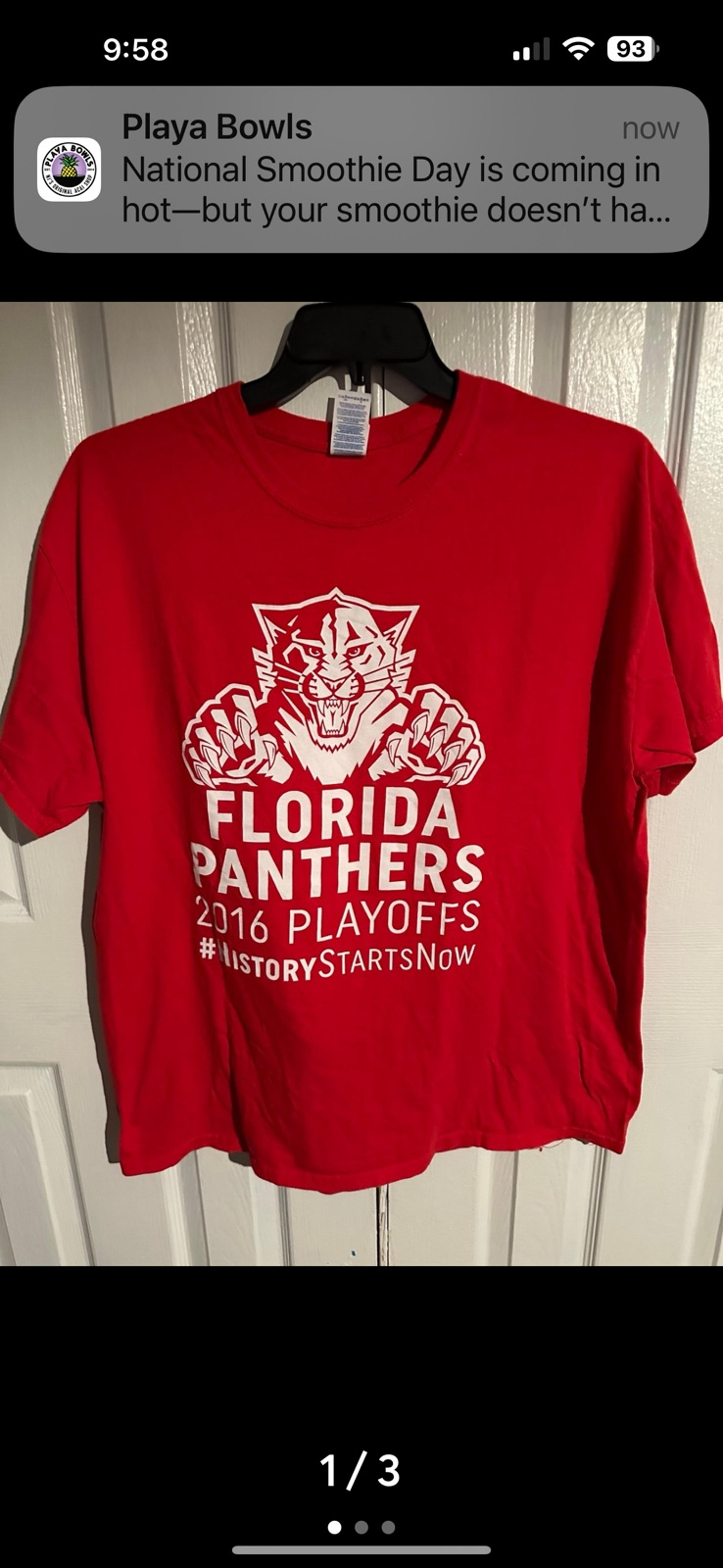 Florida Panthers 2016 NHL Hockey Playoffs Promo T-Shirt Red/WHT Men’s XL