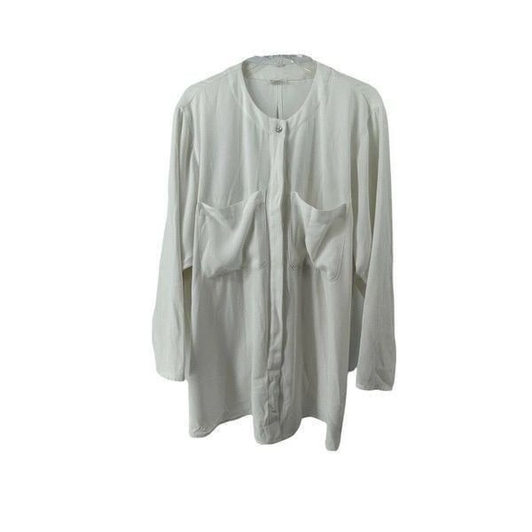 Shaina Mote Blouse White Oversized Button Down Twist Split Back Womens Size M