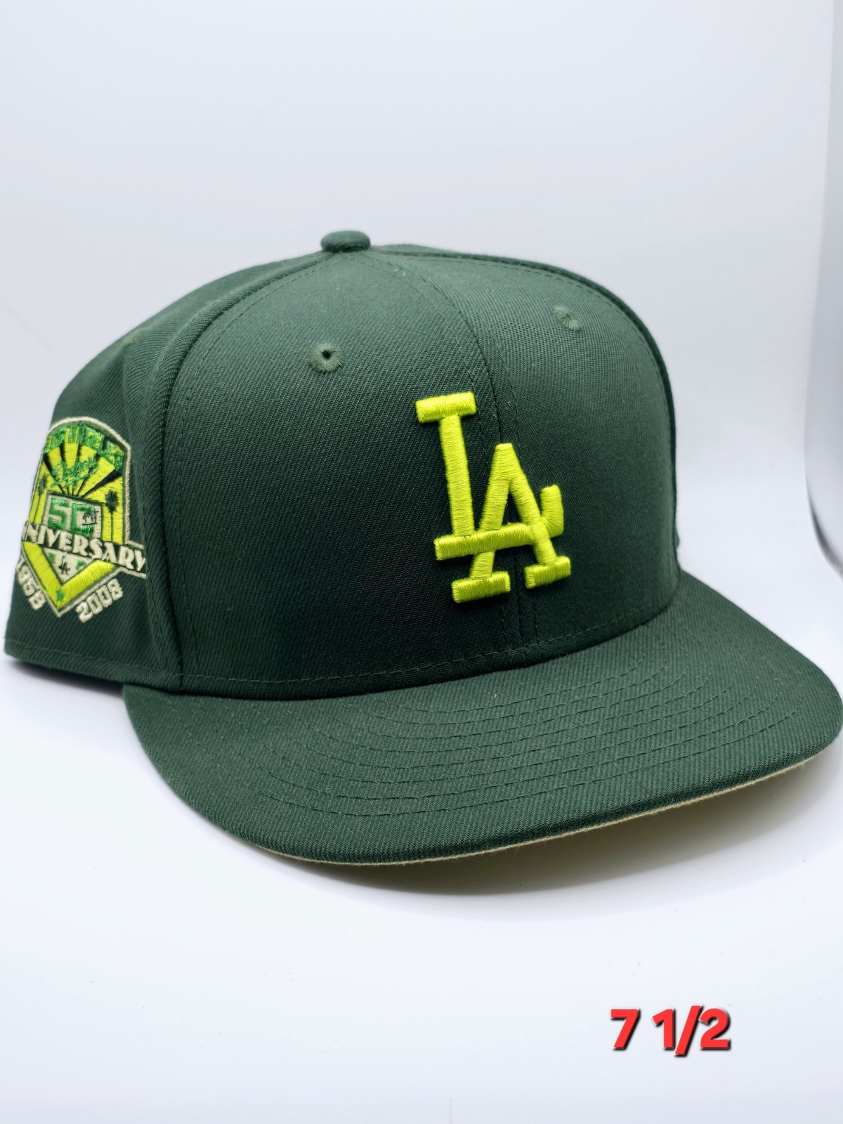 Hatclub Exclusive LA Dodgers 50th Anniversary Crocodile Patch Hat Green Sz 7 1/2