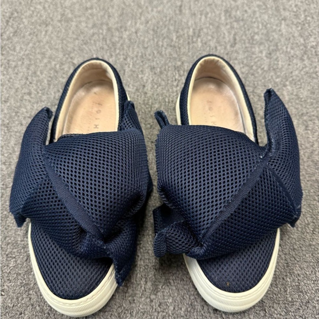 Joshua Sanders Blue Mesh Felt Bow Slip On Sneakers Size 37