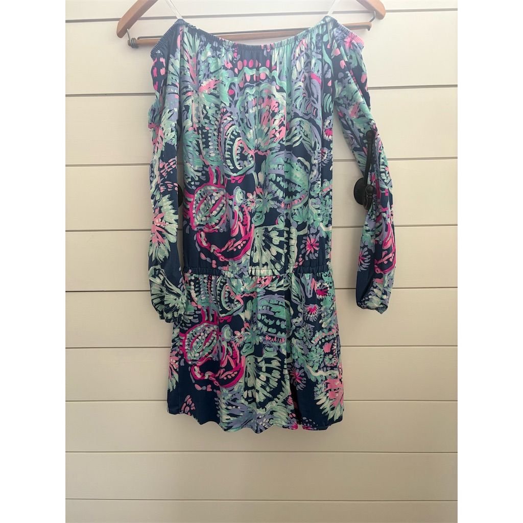 Lilly Pulitzer Women's Floral Off Shoulder Romper Dress 2XS Multicolor