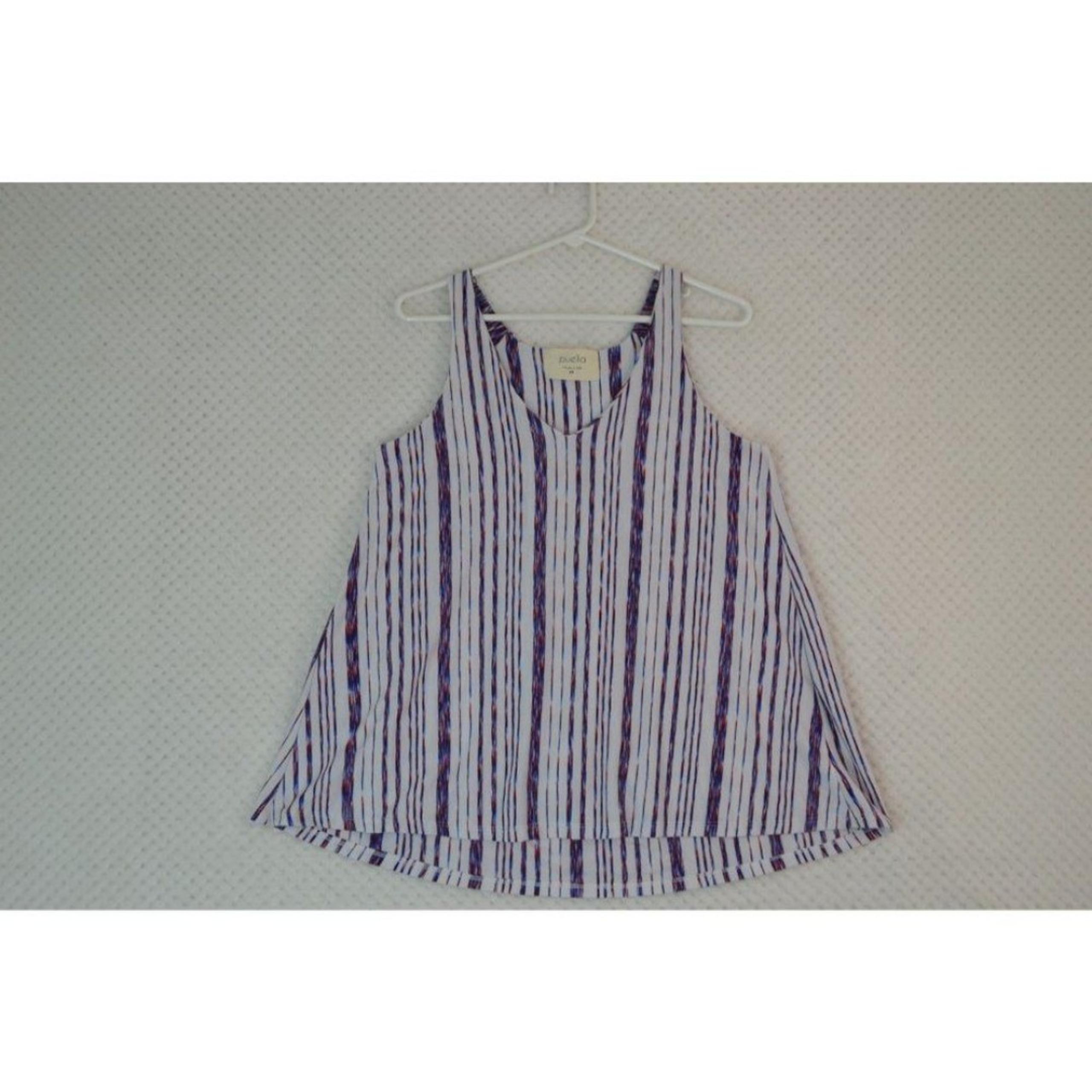 Anthropologie Puella Women's XS North South Swing Blue White Striped Tunic Tank