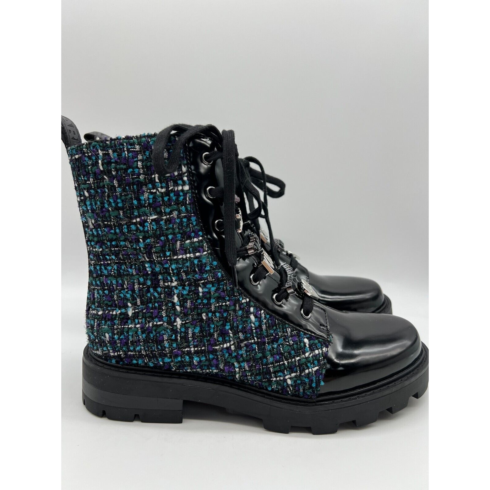 Karl Lagerfeld Paris Women's Mela Embellished Combat Booties Size 9M