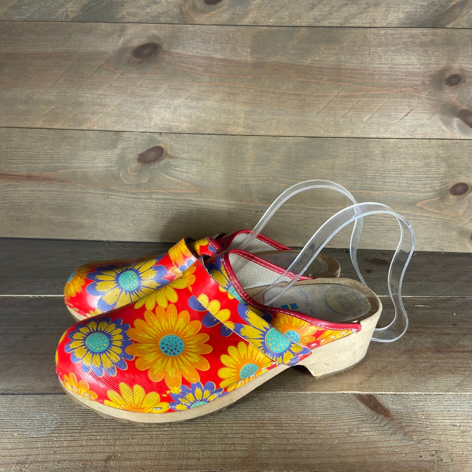 kerstin adolphson womens size 39 shoes floral multicolor slip on swedish clogs