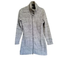 Kuhl Sweater Womens Small Cream Alaska Long Full Zip Pockets Travel Grey