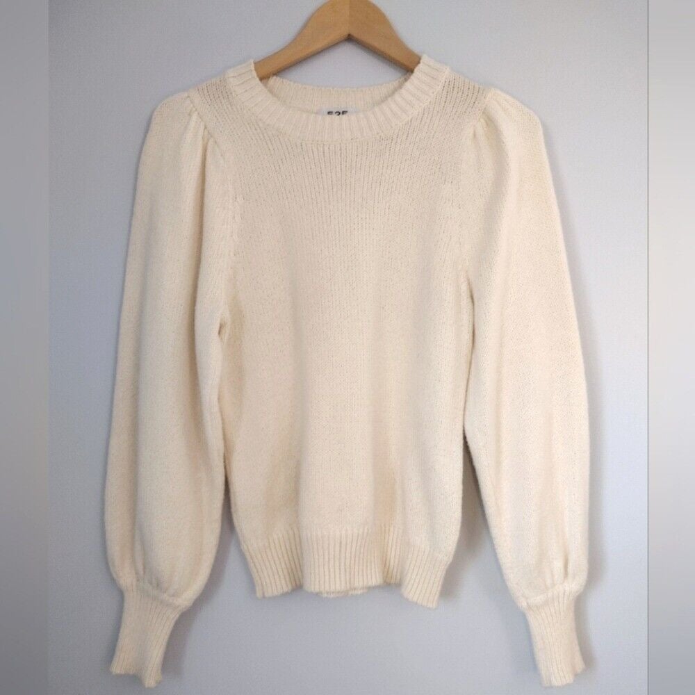 525 America 100% cotton puff sleeve sweater cream