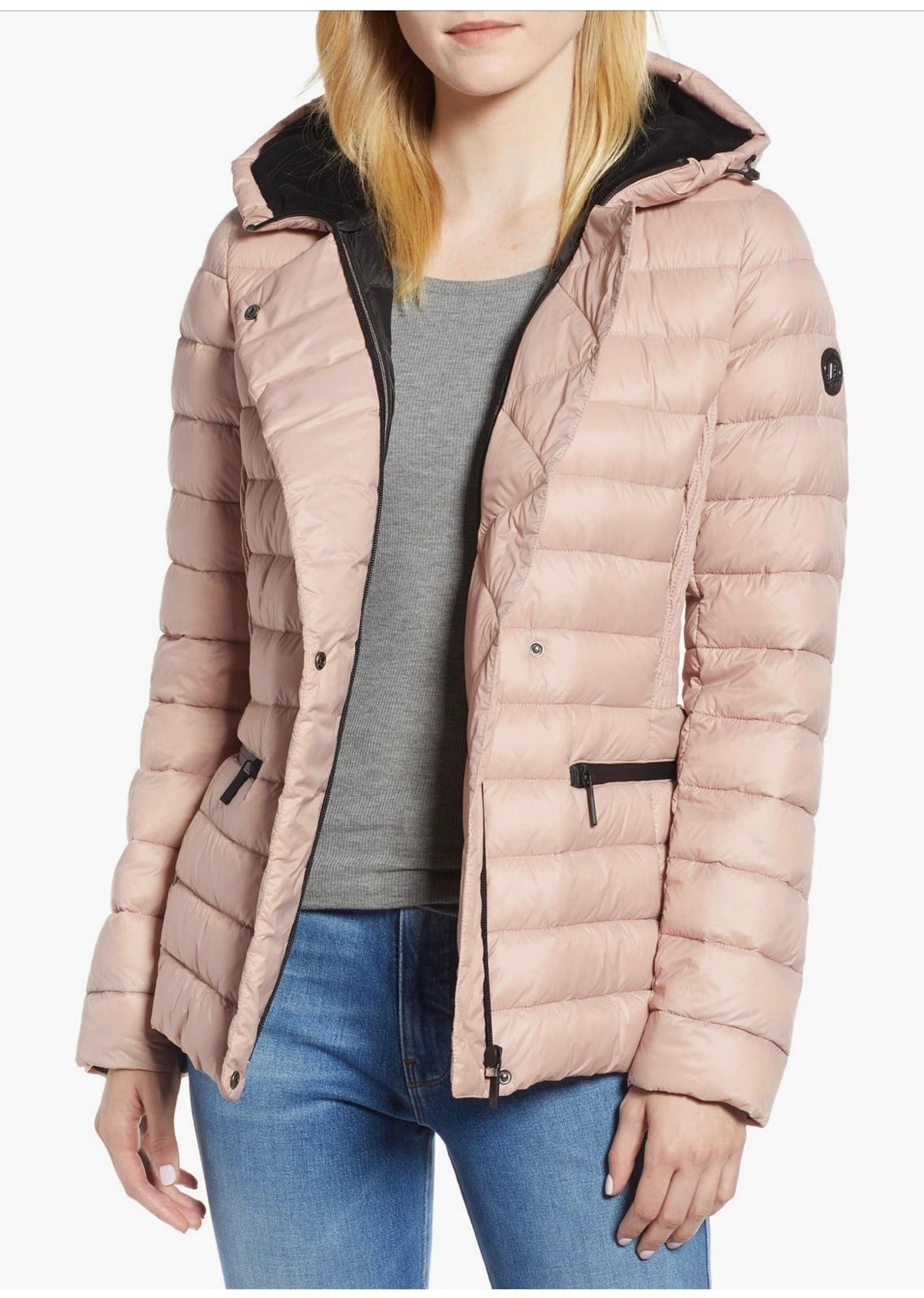 Bernardo Blush Pink Sport Hooded Puffer Jacket Size M Medium 38