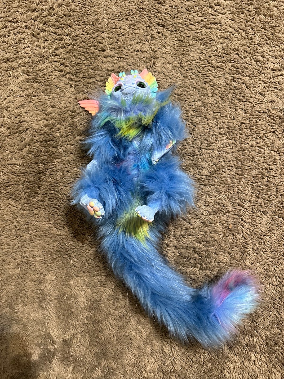 Vintage Spring dragon “Rainbow” handmade poseable art toy