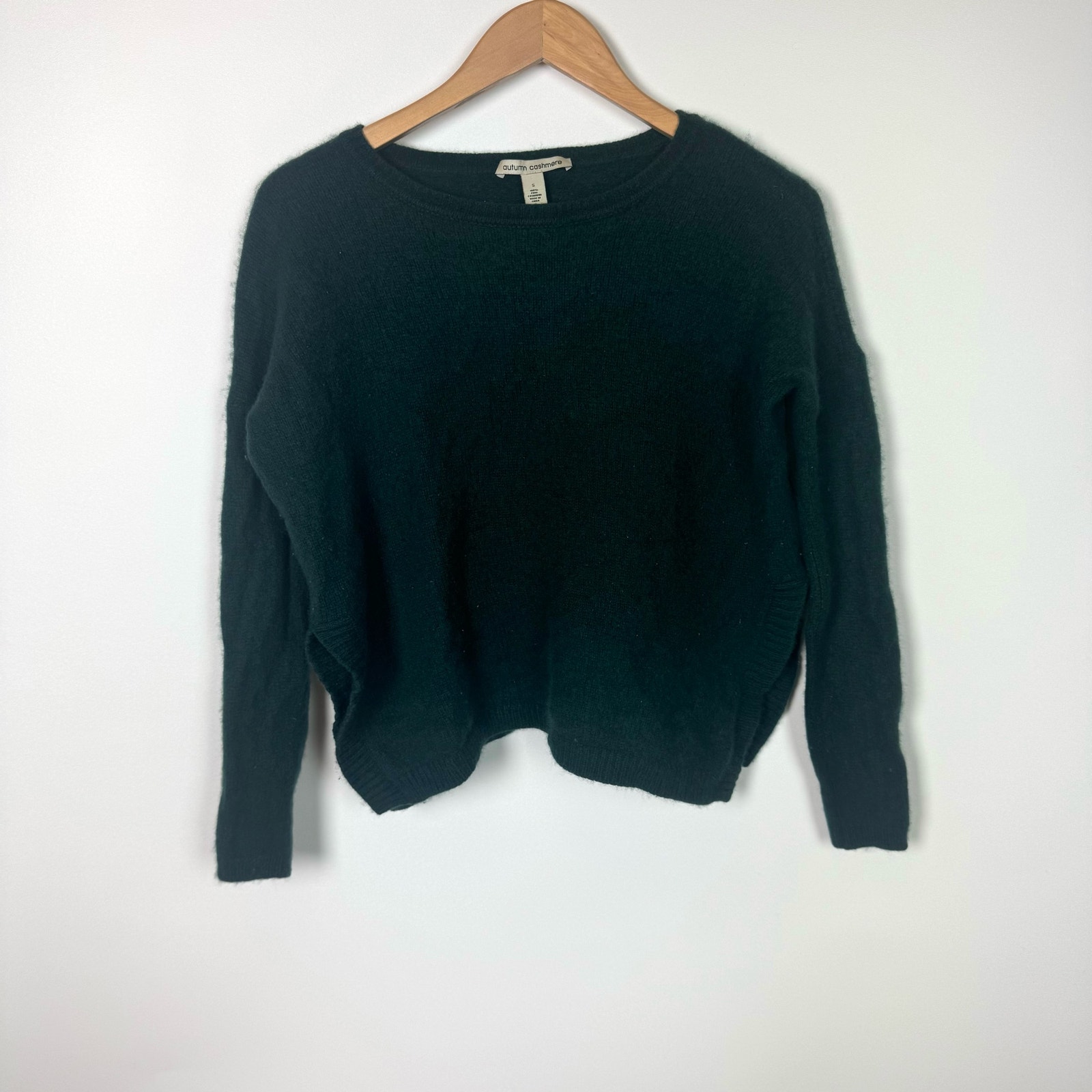 AUTUMN CASHMERE Womens Long Sleeve Cropped Sweater Green Size Small