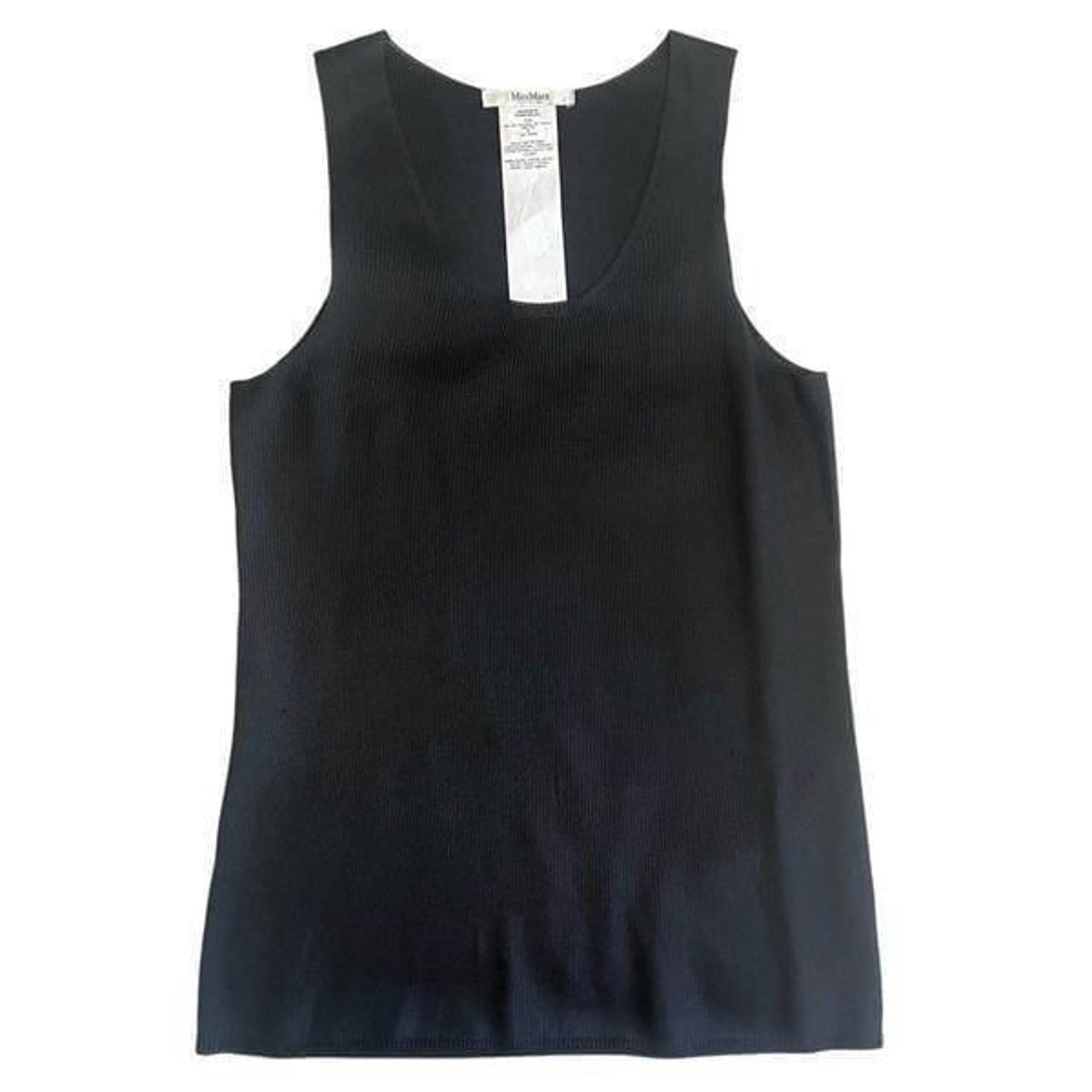 MaxMara Round Neck Sleeveless Knit Tank Top Black Sz S