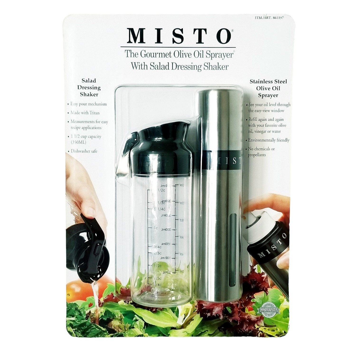 Misto Gourmet Olive Oil Sprayer with Salad Dressing Shaker-Silver New Sealed