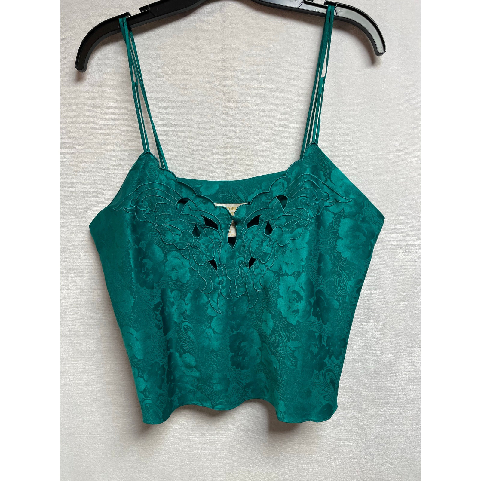 Vintage Victorias Secret lingerie teal lace floral paisley crop top