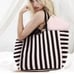 Victoria's Secret Two Piece Sripe Get-away Weekender Tote Bag W/ Zip Pouch NWT .
