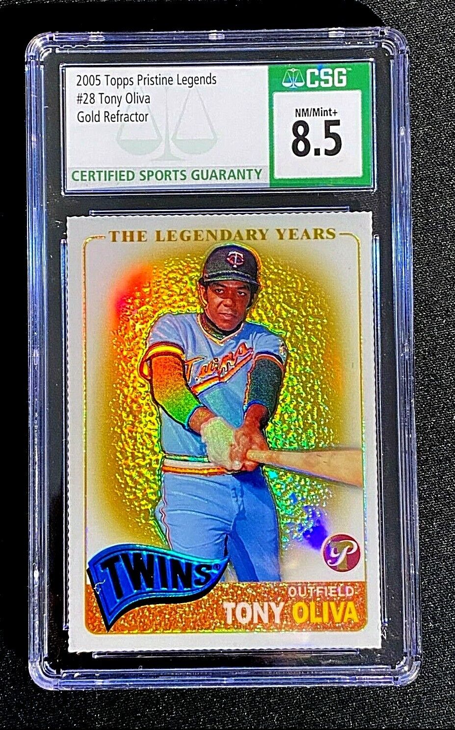 CSG 8.5 NMMT+ TONY OLIVA SP /65 2005 TOPPS PRISTINE DIE-CUT GOLD REFRACTOR G2962
