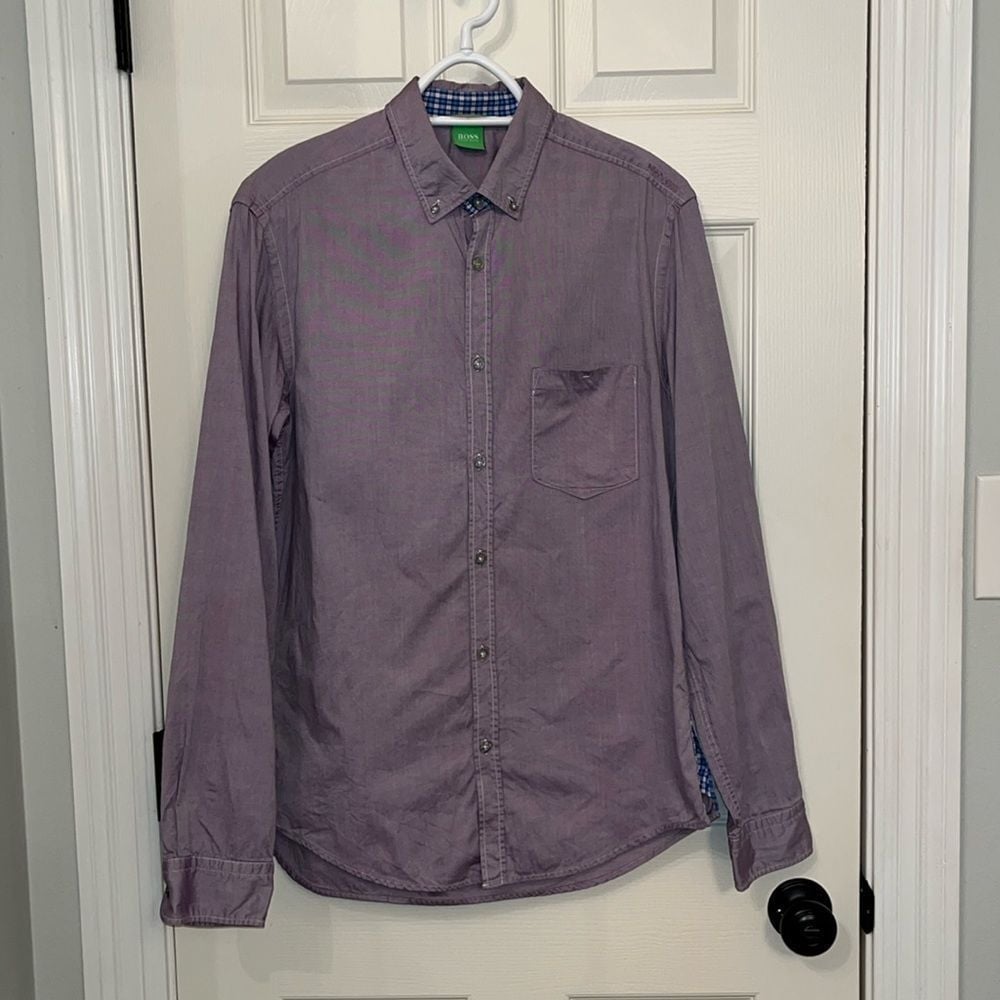 Hugo Boss Green Label Light Purple Long Sleeve Button Down Shirt Size Medium
