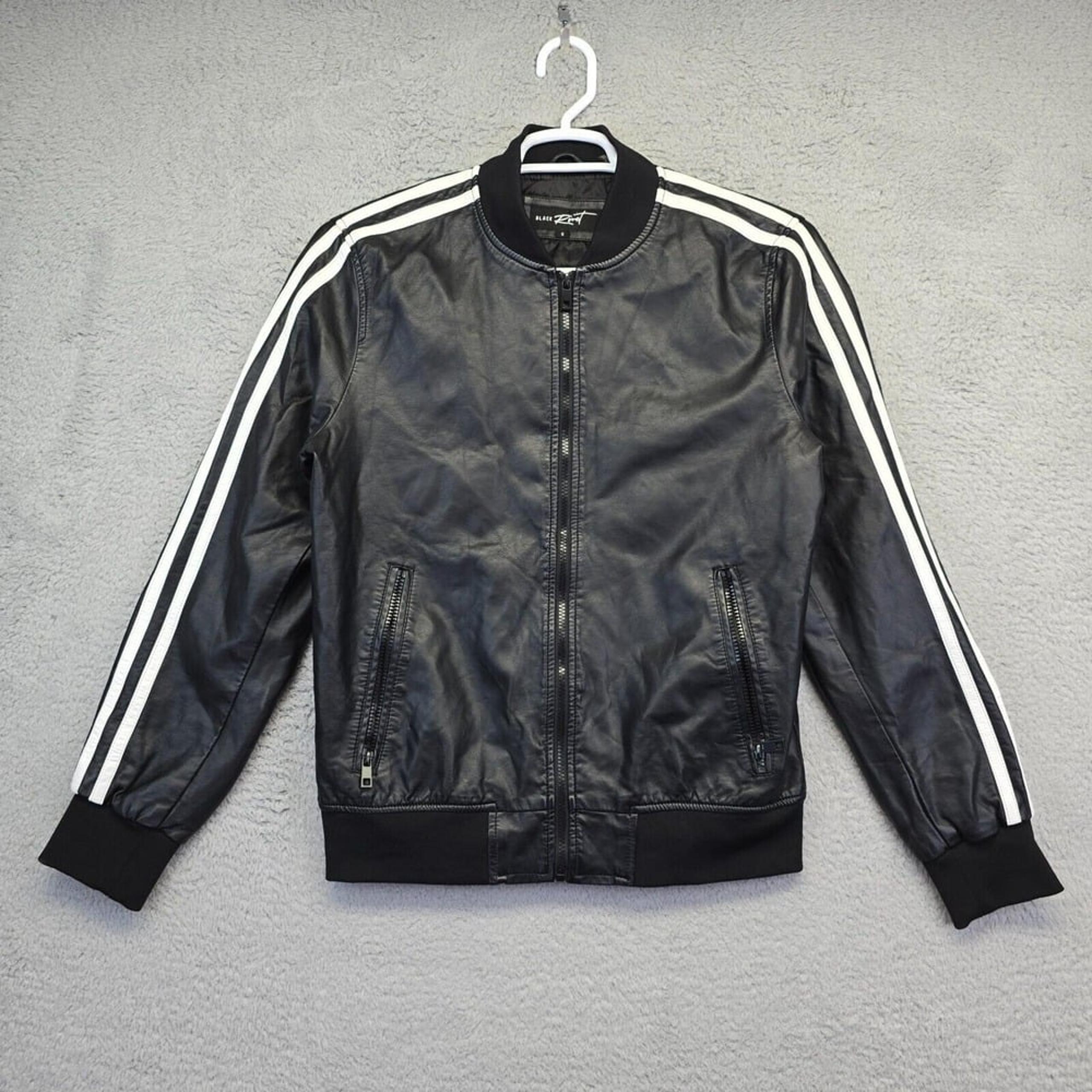 Black Rivet Jacket Womens Small Black Faux Leather Bomber Moto Biker