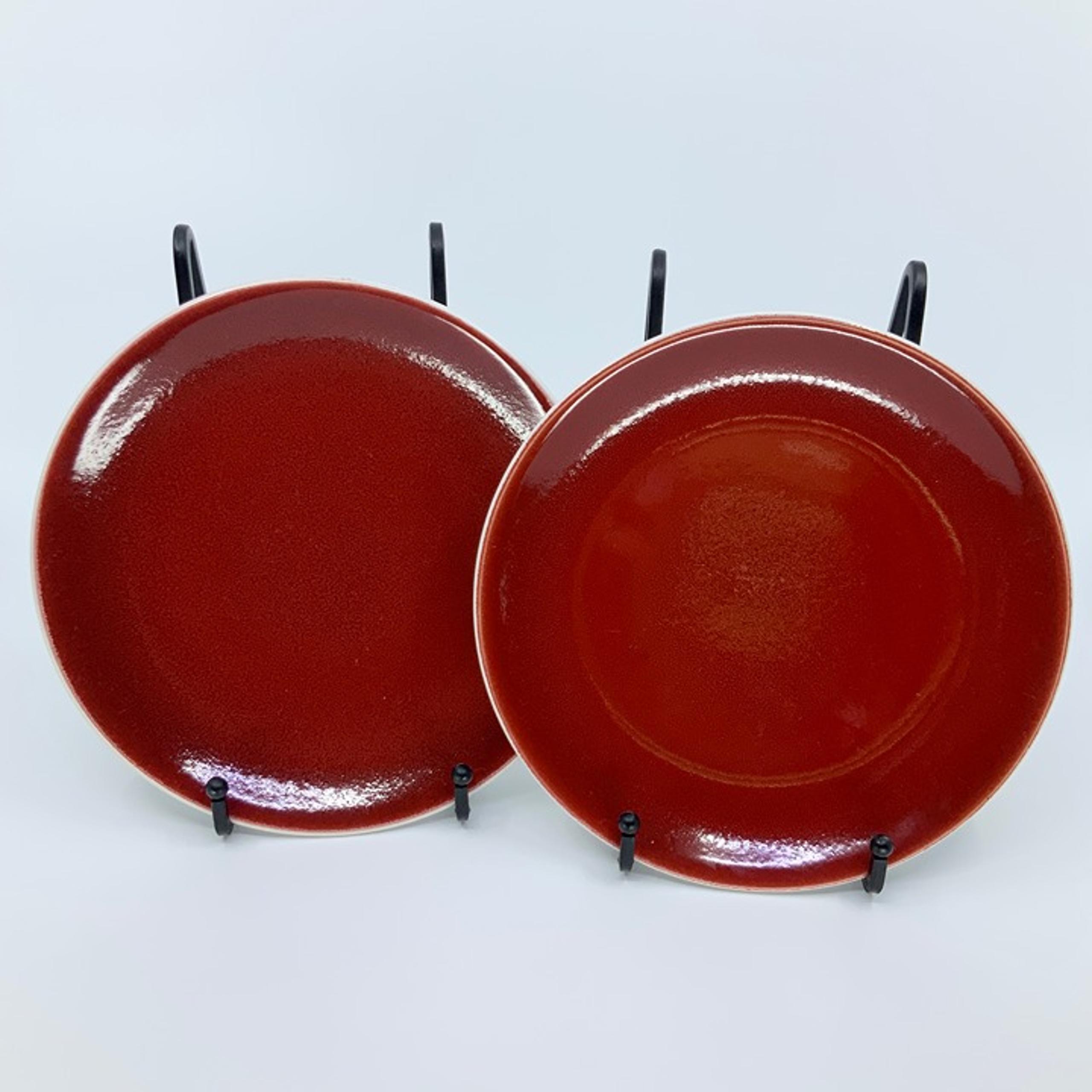 Lot of 2 Replacement Threshold Cambridge Red Stoneware Salad Plates