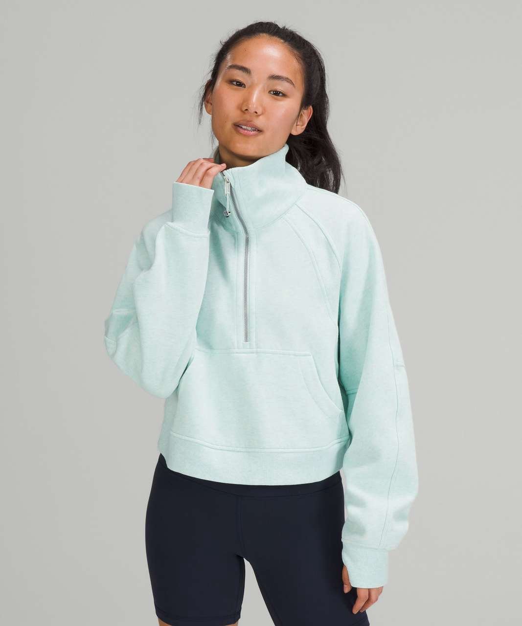 Lululemon Scuba Oversized Funnel-Neck Half Zip Heathered Delicate Mint