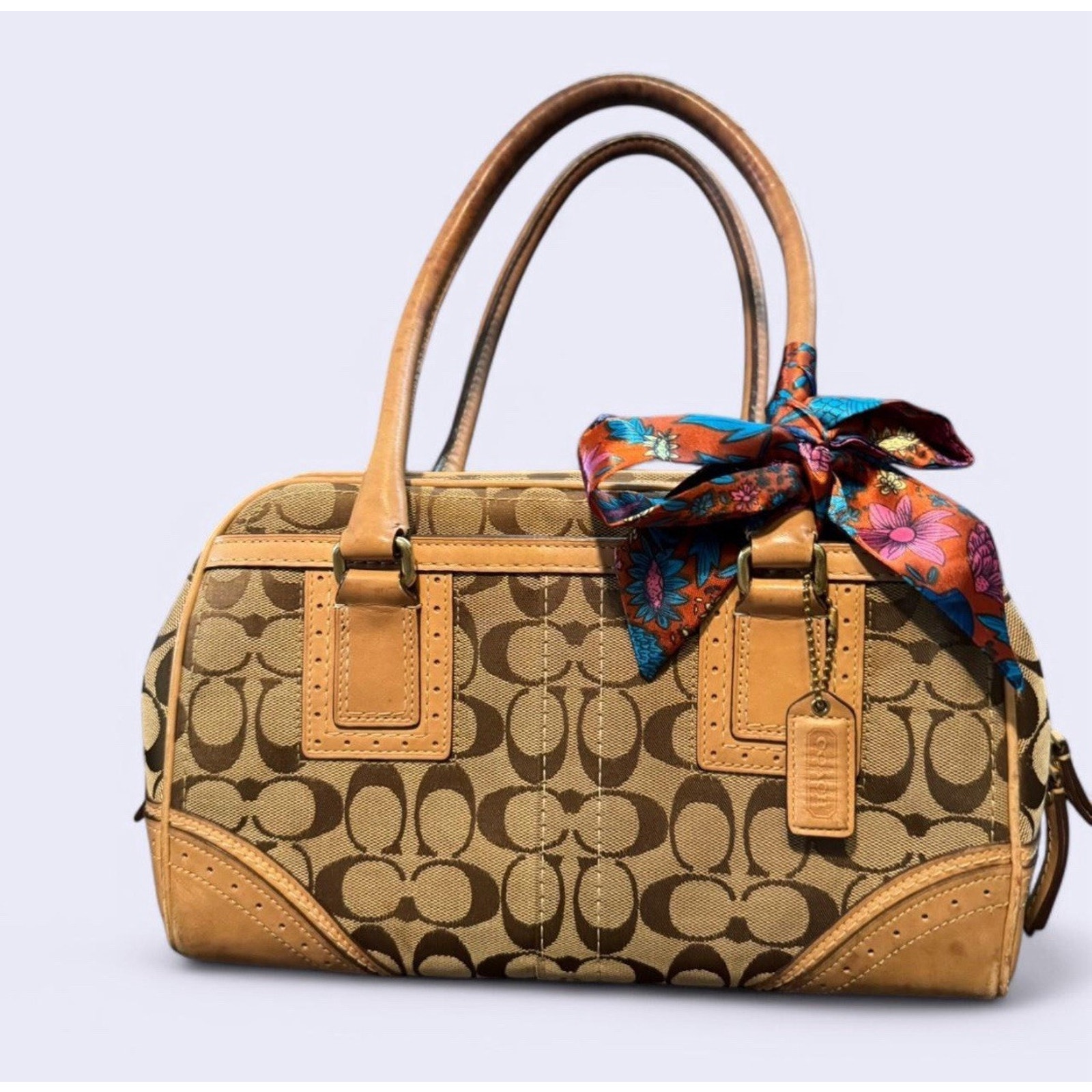 Vintage Y2K Coach Signature Jacquard Top Handle Shoulder Bag
