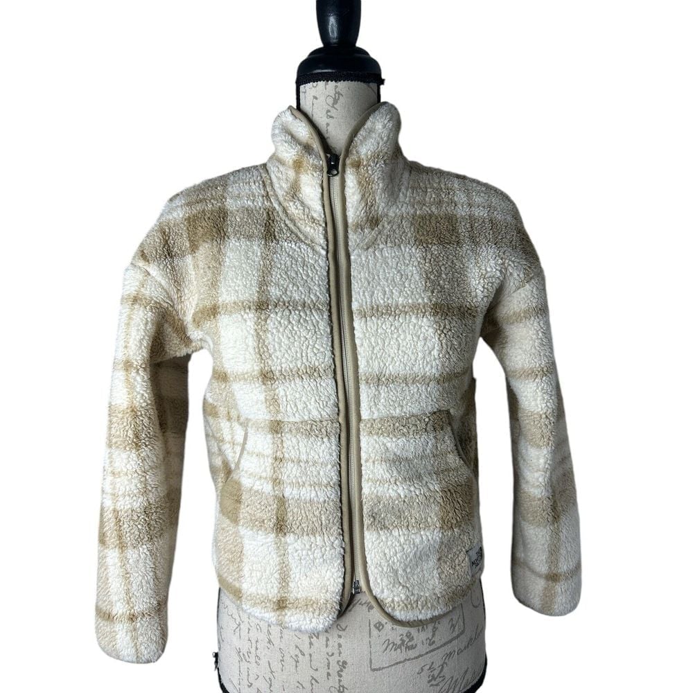 The North Face Girl's Size M Hawthorne Brown Full-Zip Plaid Fleece Jacket EUC