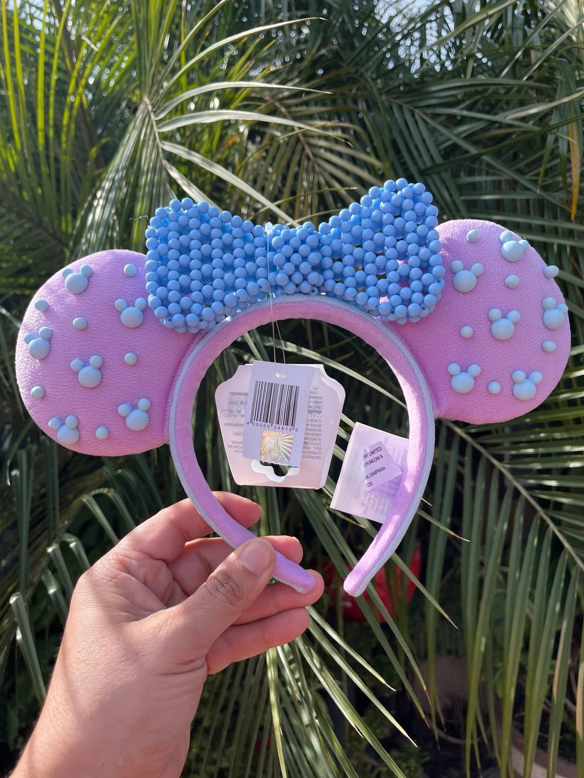 Disney Parks pink Valentines Minnie Mouse Beaded Ears Headband 2023