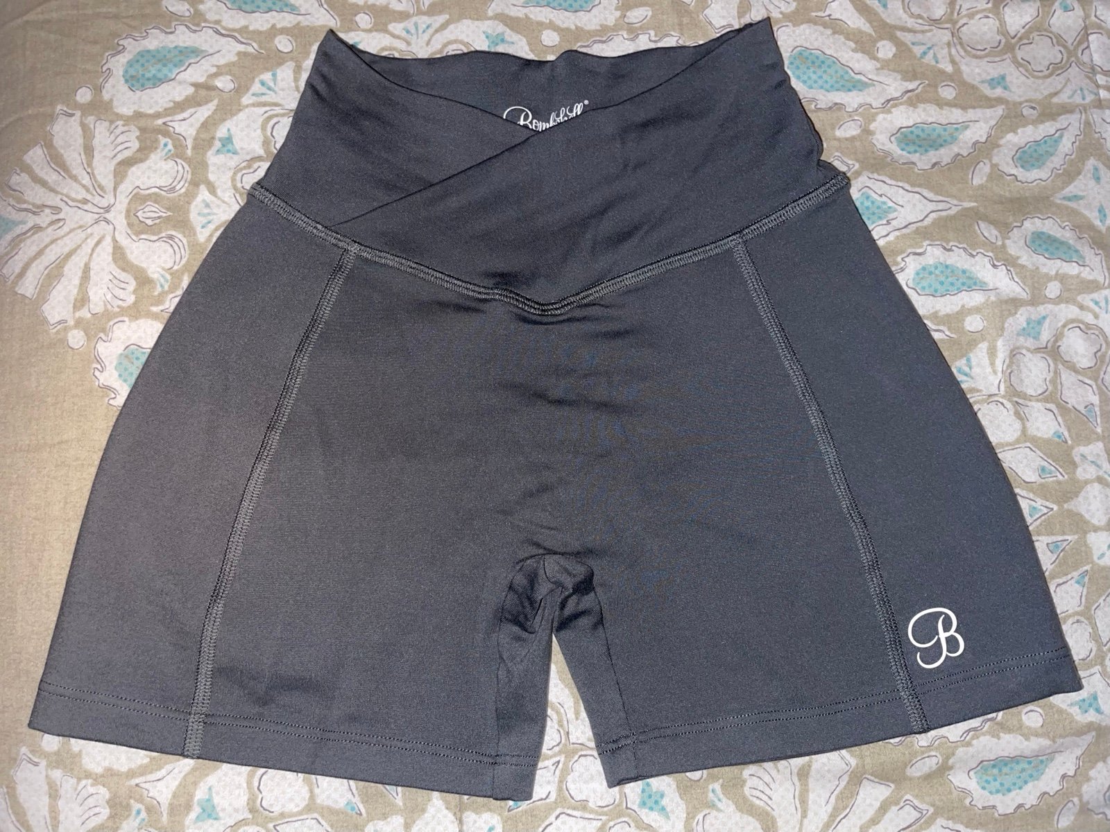 Bombshell Sportswear Tiny Waist Shorts in Steel Gray