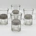 Vintage Danish Modern Glass and Brushed Metal Mug 4-pc Set 8 oz (c. 1950s)