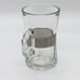 Vintage Danish Modern Glass and Brushed Metal Mug 4-pc Set 8 oz (c. 1950s)