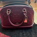 Coach Signature Debossed Mini Sierra Patent Leather Satchel Bag red/maroon