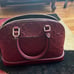 Coach Signature Debossed Mini Sierra Patent Leather Satchel Bag red/maroon