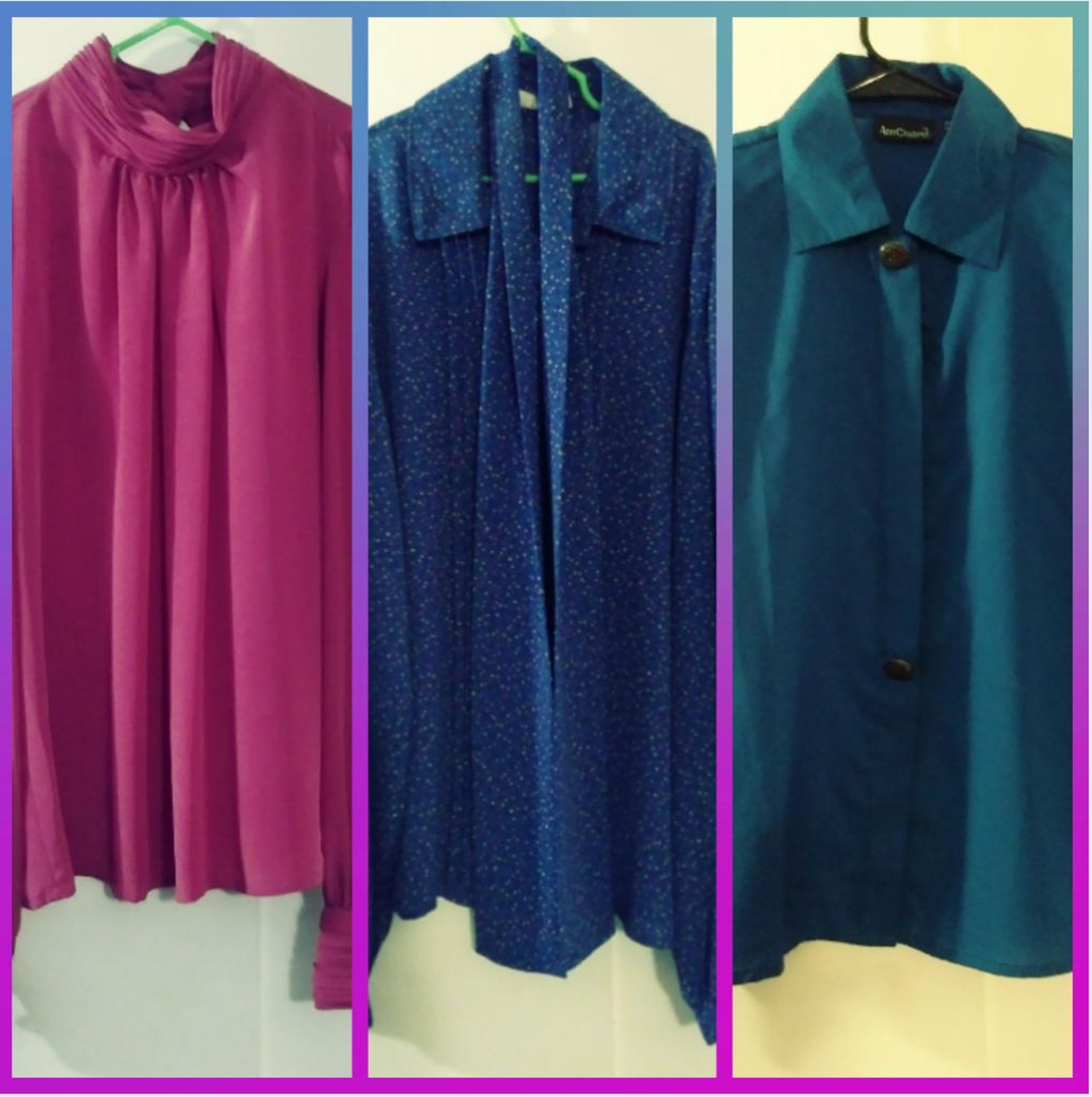 3 Vintage Woman's Silk Blend Blouses sz