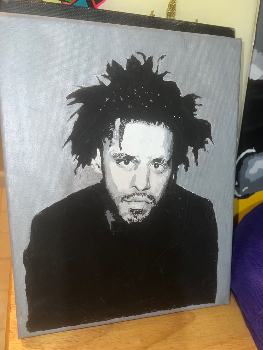 J Cole acrylic painting