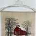 Linen Tea Towel farmhouse barn schoolhouse winter snow 1967 vintage Calendar