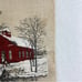 Linen Tea Towel farmhouse barn schoolhouse winter snow 1967 vintage Calendar
