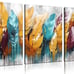 Feather Wall Art for Living Room, Yellow Green Red Wall-Decor 12x16 Inches 3-Pcs