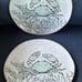 2 Spectrum Sea Cove Island Aqua Blue Crab Dinner Plates Beach Coastal 10.5” NEW