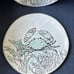 2 Spectrum Sea Cove Island Aqua Blue Crab Dinner Plates Beach Coastal 10.5” NEW