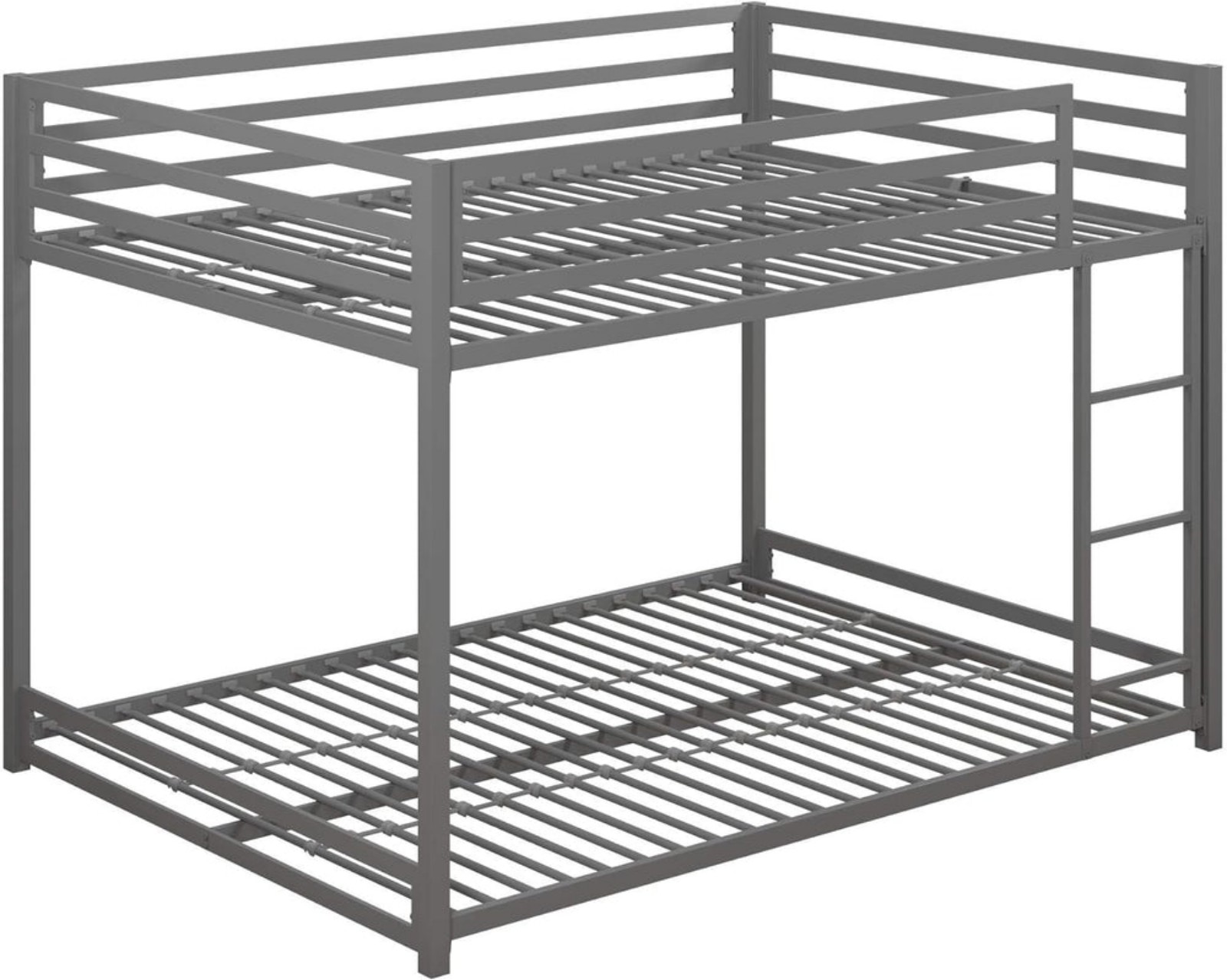 DHP Miles Low Metal Bunk Bed Frame for Kids, With Built-in Ladder, Silver