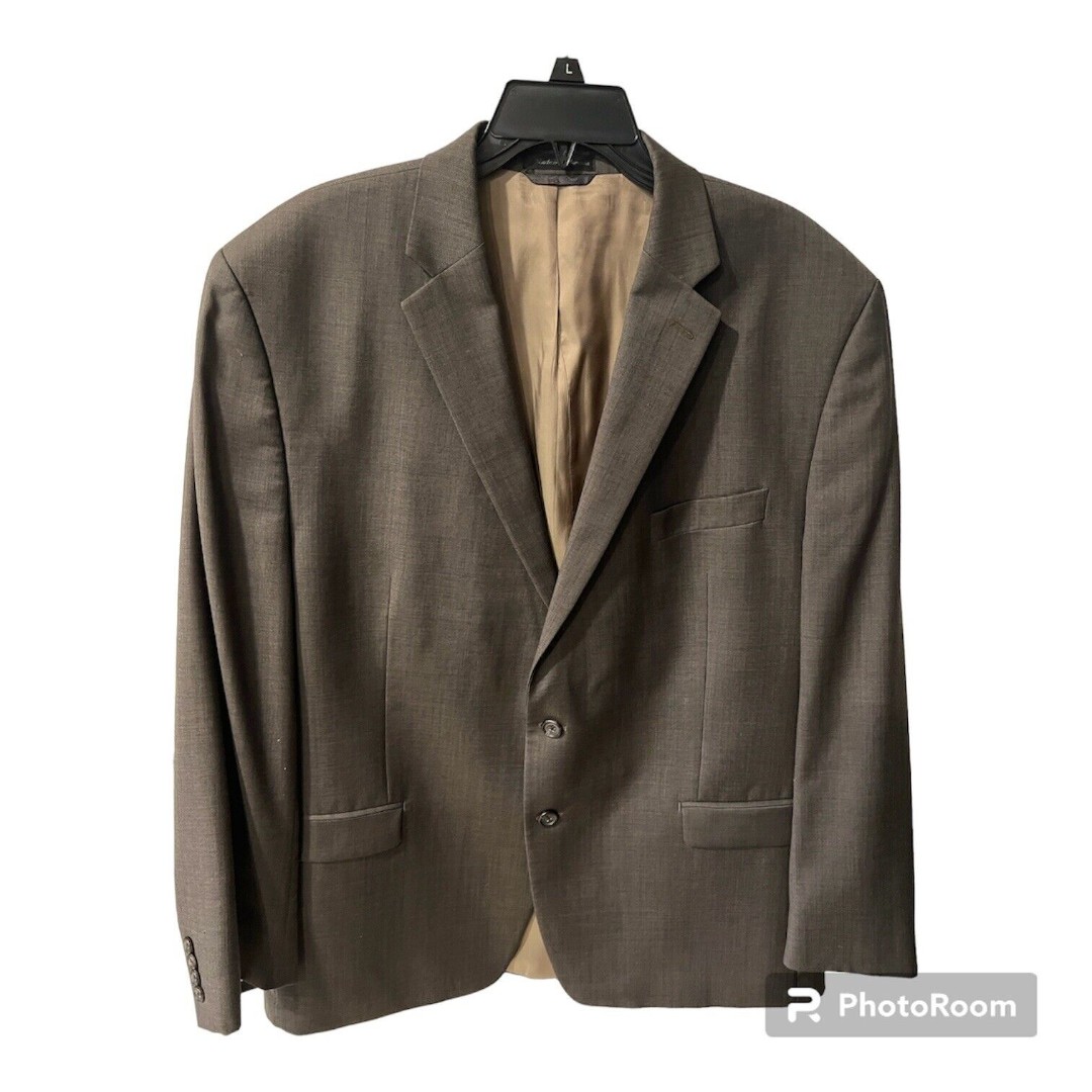 Lauren Ralph Lauren Mens Brown Plaid Wool Blazer Sport Coat Size 46R Suit Jacket