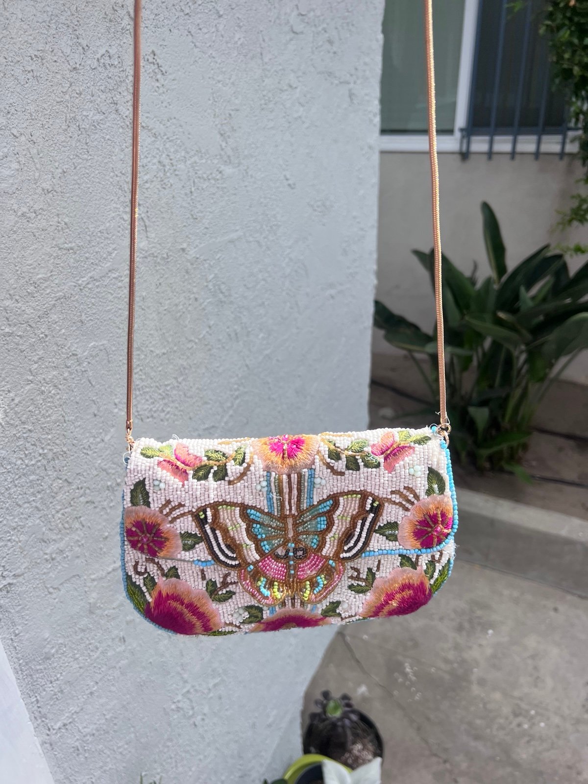 Beaded butterfly purse