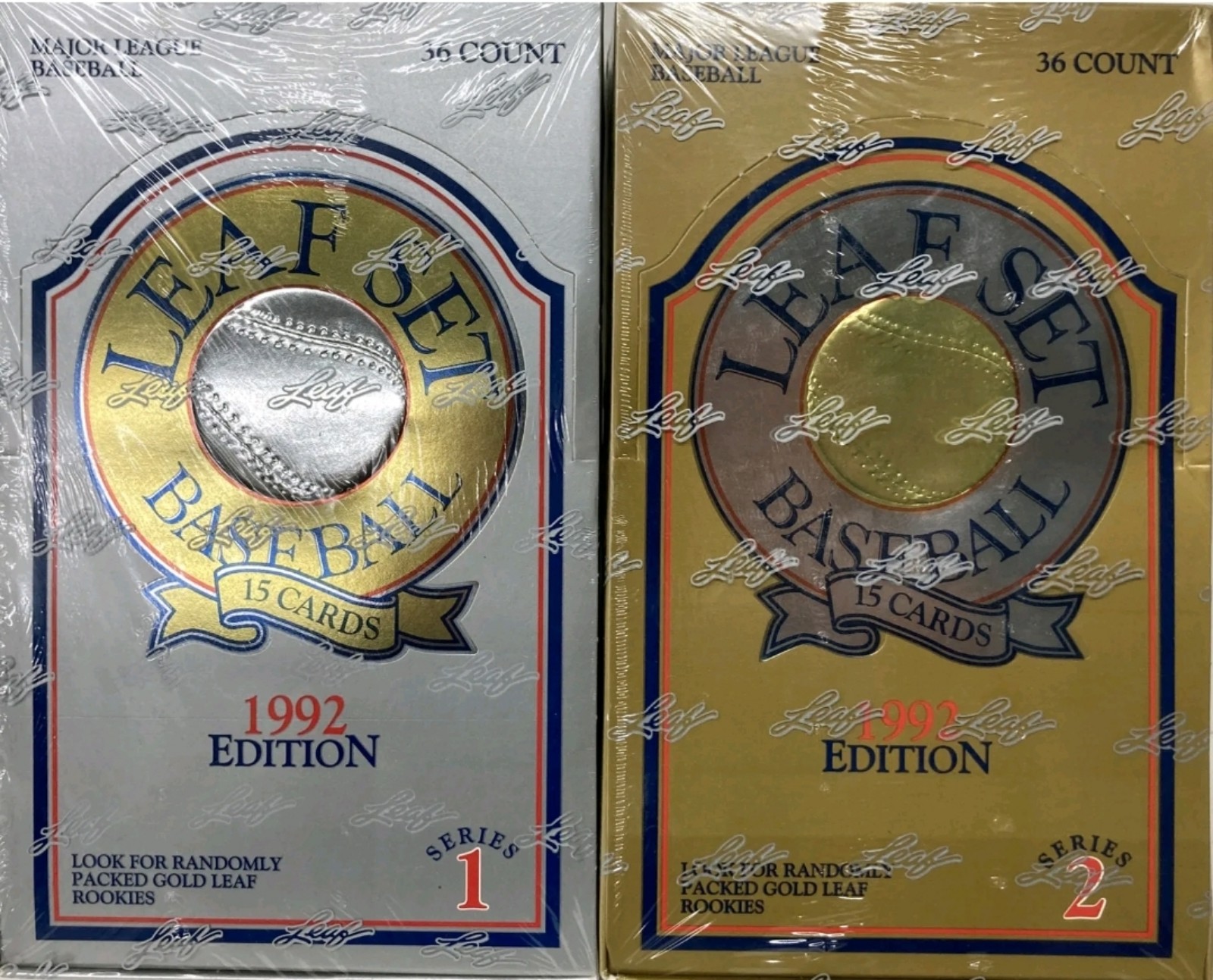1992 EDITION LEAF SET BASEBALL SERIES 1and 2 , 72 PACKS FACTORY SEALED BOX!