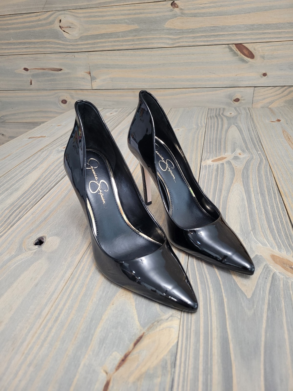 Jessica Simpson Cambredge Stilettos, Size 10 Black Patent Leather