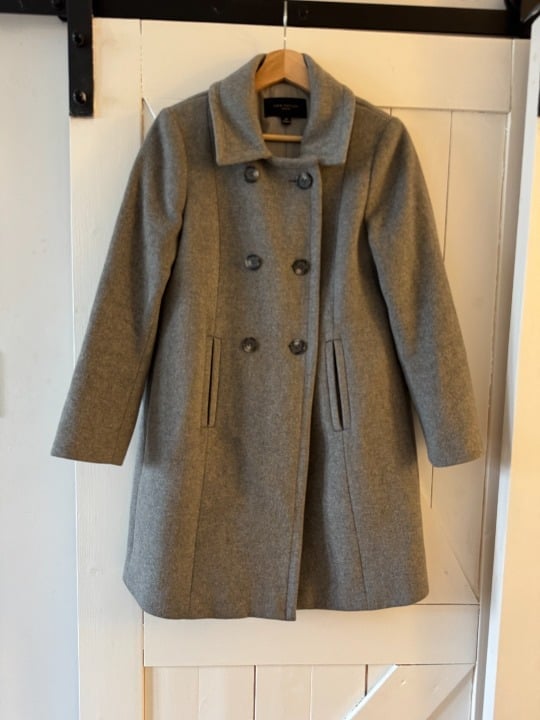Ann Taylor Wool Grey Trench/ Peacoat