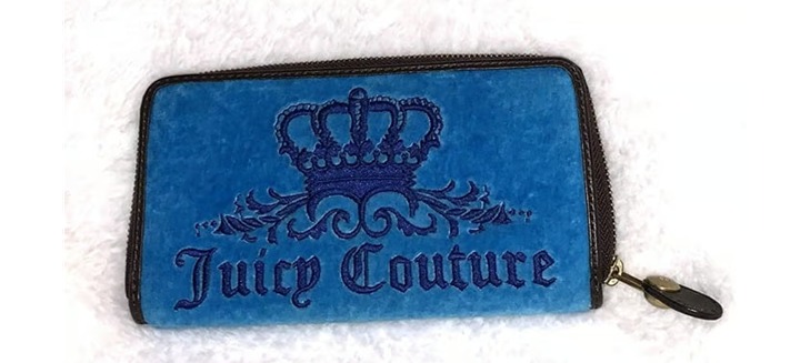 Juicy Couture Crown Royal Blue Wallet Velour Vintage Y2K