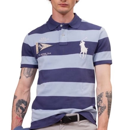 POLO RALPH LAUREN Men's slim striped polo shirt with logo details Size XXL 138