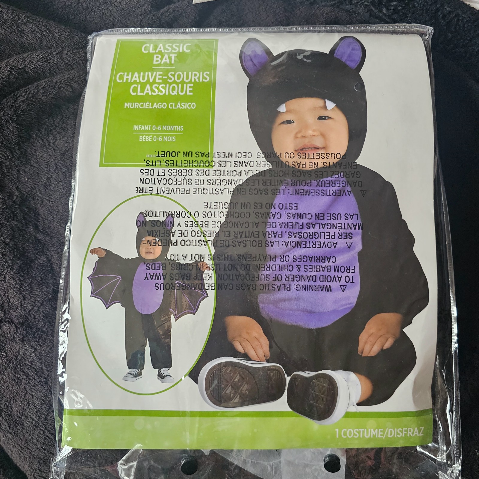 Costume Party City Classic Bat Halloween Costume for Infants 0-6M 0-6 Months